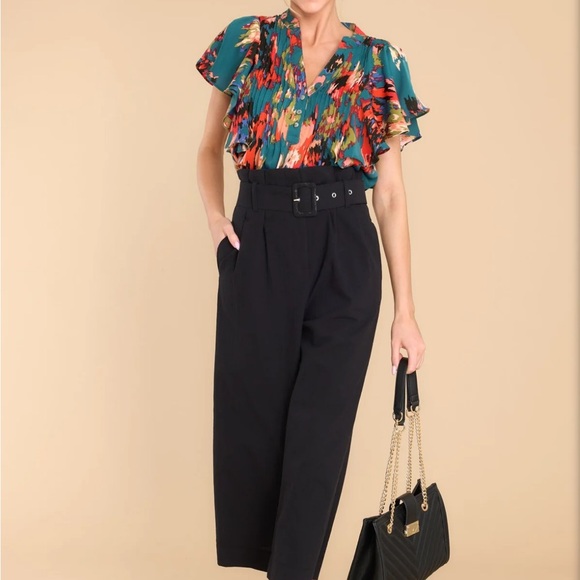 Red dress boutique LET'S KEEP IN TOUCH TEAL MULTI PRINT TOP - Picture 7 of 11